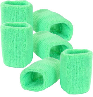 Pols zweetbandjes neon groen - voor volwassenen - 6x stuks