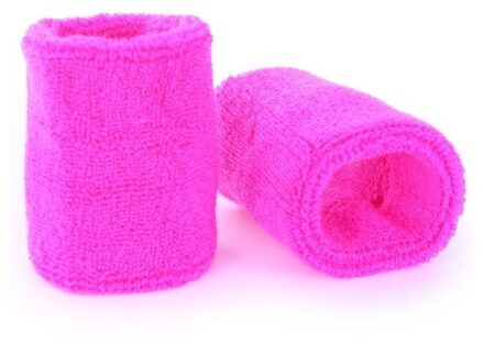Pols zweetbandjes neon roze - voor volwassenen - 2x stuks