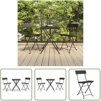 Poly Rattan Inklapbare Bistroset - 3-Delig - Zwart - Tuinmeubelen