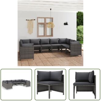 Poly Rattan Loungehoek - Grijs - 60x60x60 cm - Comfortabele loungeset met stalen frame bedekt met