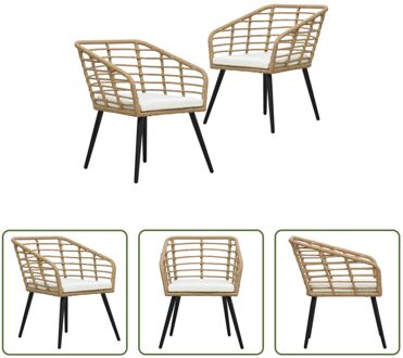 Poly Rattan Stoelen - Bistroset - 63.5 x 53.5 x 77 cm - Rustieke look Bruin