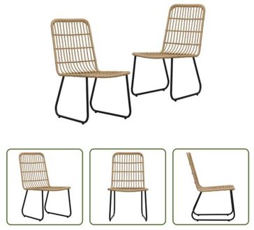 Poly Rattan Stoelenset - 66.5 x 53.5 x 90 cm - Eiken/Zwart Bruin