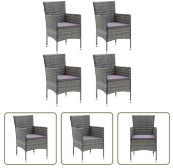 Poly Rattan Stoelenset - Grijs - 53 x 58 x 84 cm - Inclusief kussens - Set van 4