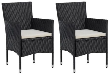 Poly rattan stoelenset - zwart - 52 x 57 x 84 cm - weerbestendig