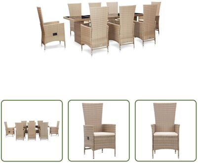 Poly Rattan Tuinmeubelset - 240 x 90 x 75 cm - Beige - Crèmewit