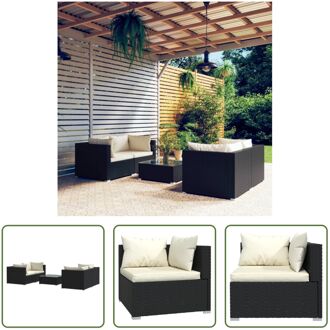 Poly Rattan Tuinset - 60x60x30 cm - Modulair design - Hoogwaardig materiaal - Stevig frame - Zwart