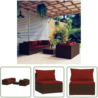 Poly Rattan Tuinset - 60x60x30 cm - Modulair Design - Waterbestendig - Staal Frame - Comfortabele Bruin