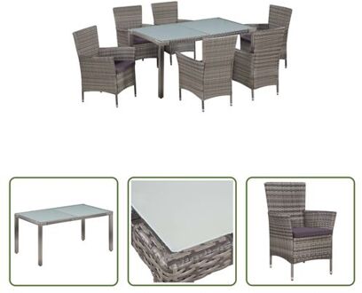 Poly Rattan Tuinset - Grijs/Donkergrijs - 150x90x75 cm - Waterbestendig