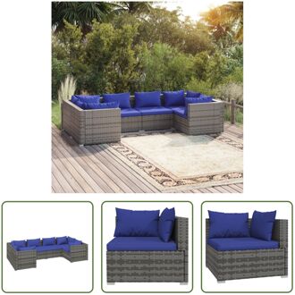 Poly Rattan Tuinset - Grijs - Modulair design - Hoogwaardig materiaal - Stevig frame - Comfortabele