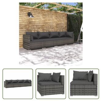 Poly Rattan Tuinset - Grijs - Modulair Design - Waterbestendig - Hoogwaardig Materiaal - Stevig Frame