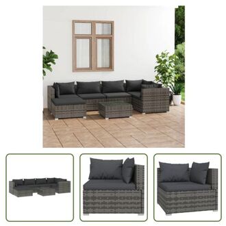 Poly Rattan Tuinset Hoekbank - Grijs - 70x70x60.5cm - Modulair design