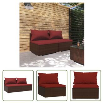 Poly Rattan Tuinset - Modulair Design - Bruin - 70 x 70 x 60.5 cm - Met Kussens