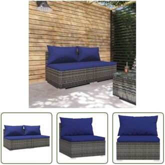 Poly Rattan Tuinset - Modulair Design - Grijs - 70x70x60.5 cm - PE-rattan en gepoedercoat staal