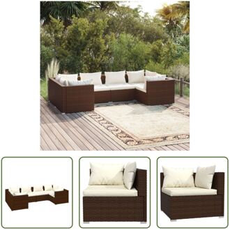 Poly Rattan Tuinset - Modulair Design - Hoogwaardig Materiaal - Stevig Frame - Comfortabele Kussens - Bruin