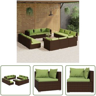 Poly Rattan Tuinset - Modulair Design - Hoogwaardig Materiaal - Stevig Frame - Comfortabele Kussens - Bruin