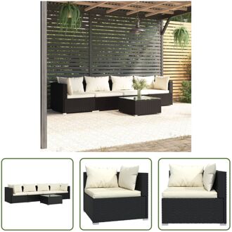 Poly Rattan Tuinset - Modulair Design - Hoogwaardig Materiaal - Stevig Frame - Comfortabele Kussens Zwart