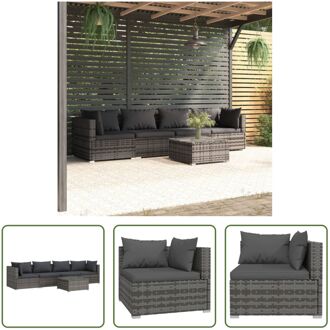 Poly Rattan Tuinset - Modulair Design - Waterbestendig PE-rattan - Stalen Frame - Comfortabele Kussens Grijs