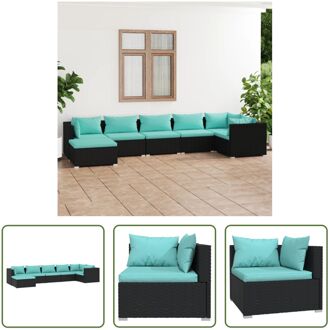 Poly Rattan Tuinset - Modulair Design - Waterbestendig PE-rattan - Stevig Frame - Comfortabele Kussens Zwart