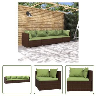 Poly Rattan Tuinset - Modulair Design - Waterbestendig - Staal Frame - Comfortabele Kussens - Bruin