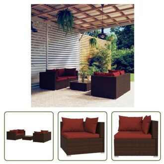 Poly Rattan Tuinset - Modulair Design - Waterbestendig - Stalen Frame - Comfortabele Kussens - Kleur- Bruin