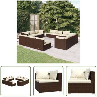 Poly Rattan Tuinset - Modulair Design - Waterbestendig - Stevig Frame - Comfortabele Kussens Bruin