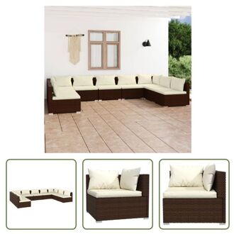 Poly Rattan Tuinset - Modulair Design - Waterbestendig - Stevig Frame - Comfortabele Kussens - Bruin