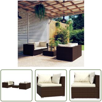 Poly Rattan Tuinset - Modulair design - Waterbestendig - Stevig frame - Comfortabele kussens - Bruin