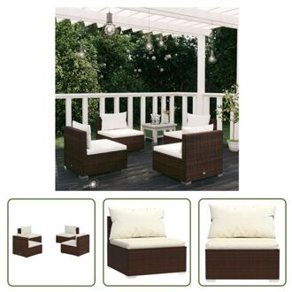 Poly Rattan Tuinset - Modulair Design - Waterbestendig - Stevig Frame - Comfortabele Kussens - Bruin