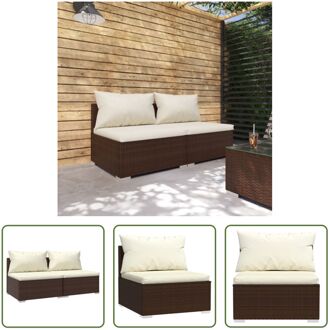 Poly Rattan Tuinset - Modulair Design - Waterbestendig - Stevig Frame - Comfortabele Kussens - Bruin