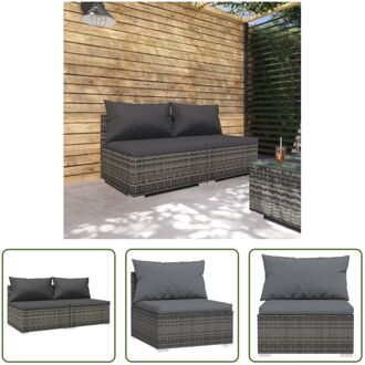 Poly Rattan Tuinset - Modulair design - Waterbestendig - Stevig frame - Comfortabele kussens Grijs