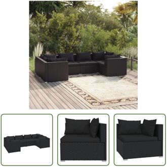 Poly Rattan Tuinset - Modulair Design - Waterbestendig - Stevig Frame - Comfortabele Kussens Zwart