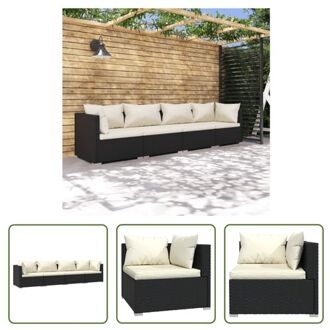 Poly Rattan Tuinset - Modulair Design - Waterbestendig - Stevig Frame - Comfortabele Kussens - Zwart