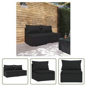 Poly Rattan Tuinset - Modulair Design - Waterbestendig - Stevig Frame - Comfortabele Kussens - Zwart