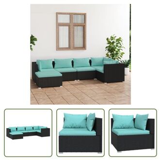 Poly Rattan Tuinset - Modulair Design - Waterbestendig - Stevig frame - Comfortabele kussens - Zwart