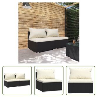 Poly Rattan Tuinset - Modulair Design - Waterbestendig - Stevig Frame - Comfortabele Kussens - Zwart