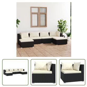 Poly Rattan Tuinset - Modulair Design - Waterbestendig - Stevige Frame - Comfortabele Kussens - Zwart