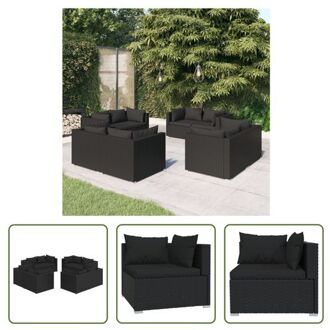 Poly Rattan Tuinset - Modulair Design - Zwart - 70 x 70 x 60.5 cm - Waterbestendig