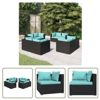 Poly Rattan Tuinset - Modulaire Opstelling - Waterbestendig - Stevig Stalen Frame - Comfortabele Zwart