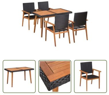 Poly Rattan Tuinset - Vintage Stijl - 120x70x74 cm - Zwart en Bruin