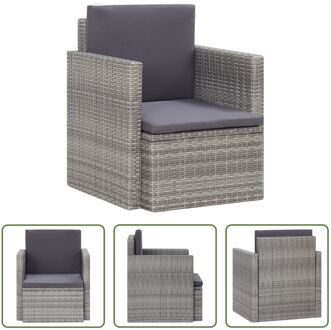 Poly rattan tuinstoel - grijs/donkergrijs kussen - 65x65x74 cm - weerbestendig - PE-rattan en staal