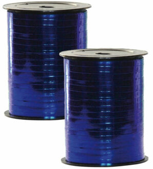 Polyband cadeaulint op spoel - 2x - blauw - 250 meter - sierlint - cadeauverpakkingen