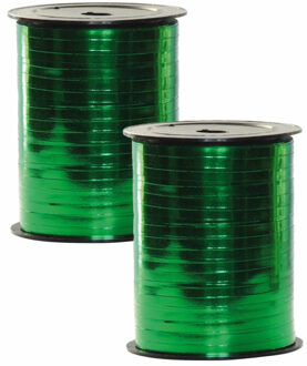 Polyband cadeaulint op spoel - 2x - groen - 250 meter - sierlint - cadeauverpakkingen