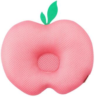 Polyester Baby Kussens Ademend Baby Vormgeven Kussens Voorkomen Platte Kop Ergonomische Pasgeborenen Kussen Infantil 0 ~ 12M roze appel