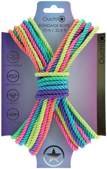 Polyester Bondage Touw - 10 m - Multicolor Helder
