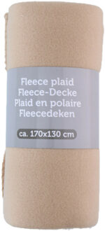 Polyester fleece deken/dekentje/plaid 170 x 130 cm warm beige - Plaids