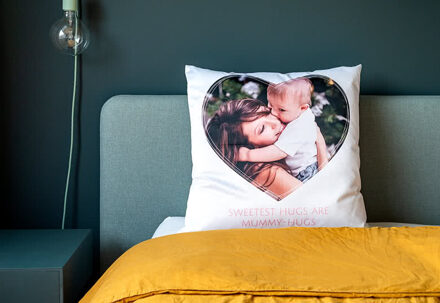 Polyester kussensloop met vulling vierkant L met print op voor- en achterkant