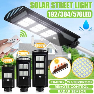 Polykristallijne Zonnepaneel Lamp 1800W 576LED Straat Lampen IP65 Outdoor Licht Sensor Tuin Wandlamp Met Afstandsbediening 600W 192LED