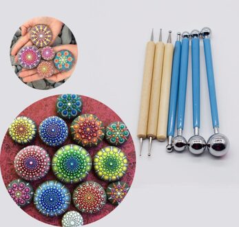 Polymeer Sculptuur Gereedschap Mandala Puntjes Schilderen Stencils Rotsen Template Staven Bal Stylus Schilderij Aardewerk Klei Craft Stempel Tool