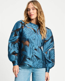 POM Amsterdam Blouse lange mouw sp93 Blauw - 42