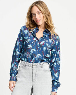 POM Amsterdam Blouse lange mouw sp9339 Blauw - 36
